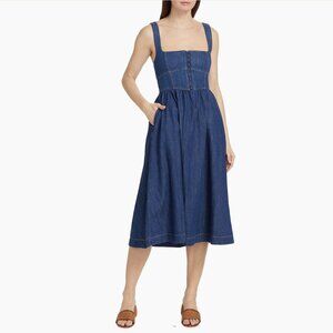 Reformation Jeans NWT Tagliatelle Denim Midi Dress Corset Blue Women's Size 8